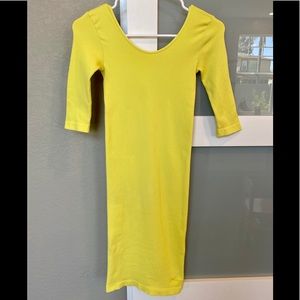 Marciano Bright Yellow Ribbed Fitted Dress
